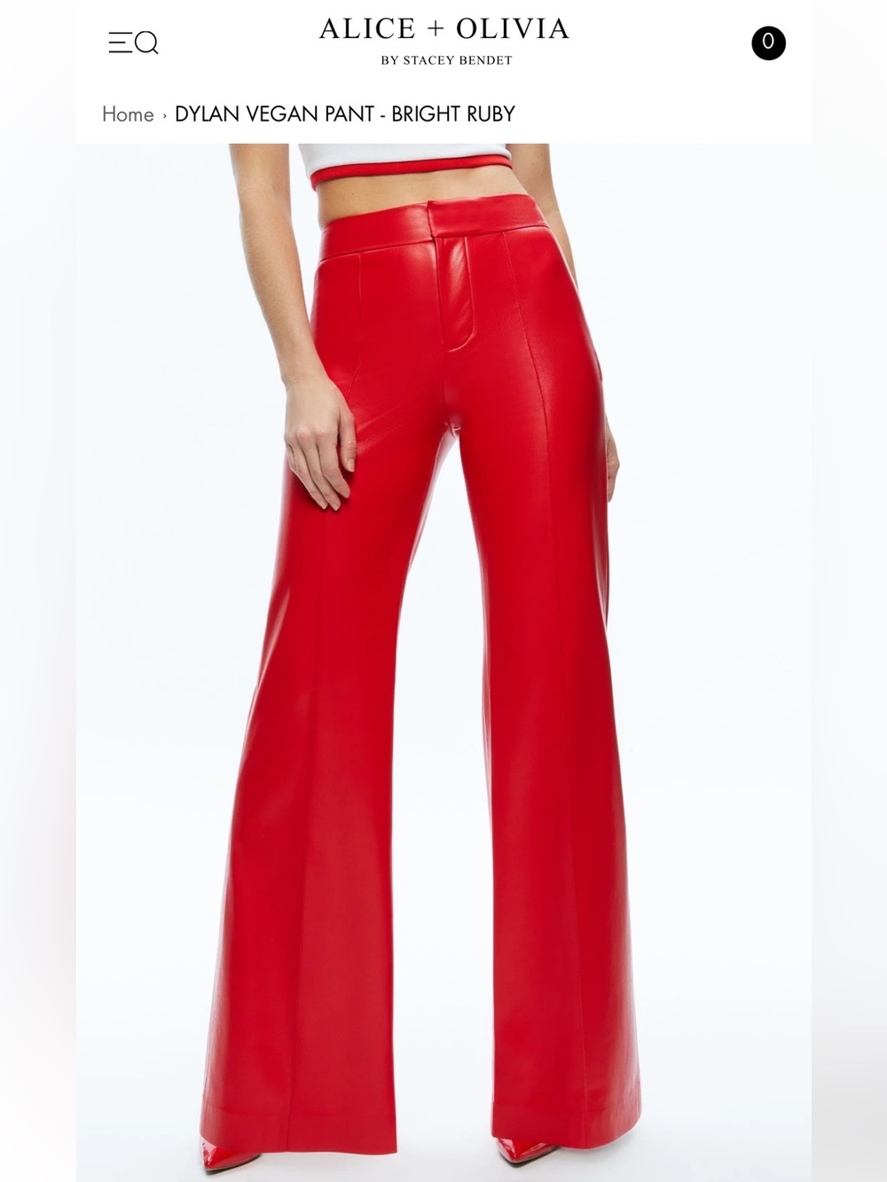 NWT Alice + Olivia Red Wide-Leg Vegan Leather Pants